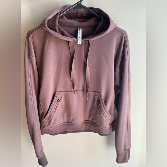 Athleta Tops - Athleta Recover Hoodie Sweatshirt Size S Smoked Almond Purple Brown Pullover